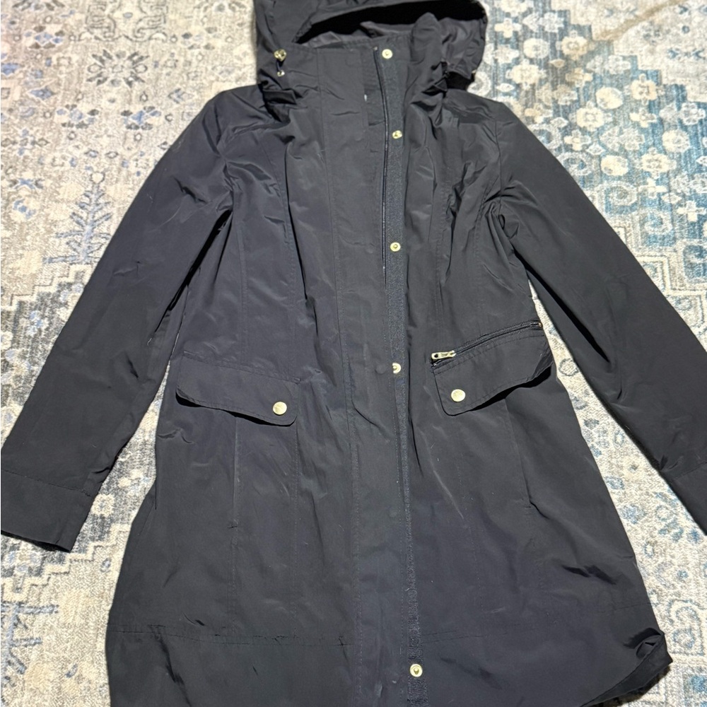 Cole Haan Women’s Packable Hooded Rain Jacket with Bow.